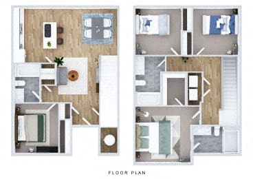 two floor plans of a house with a wood floor